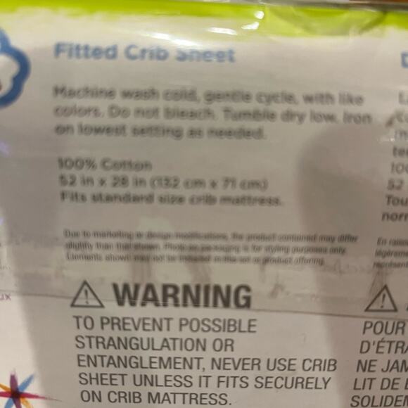 Truly Scrumptious designed by Heidi Klum Fitted Crib Sheet Light Blue 52”x28” - Picture 4 of 7